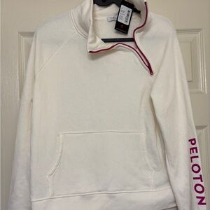 Peloton Cream and pink Incline Side Zip Pullover.  Sz Medium. NWT!